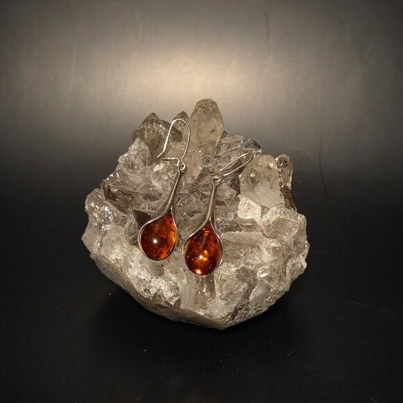 Amber Drop Earrings - Picture 1 of 2
